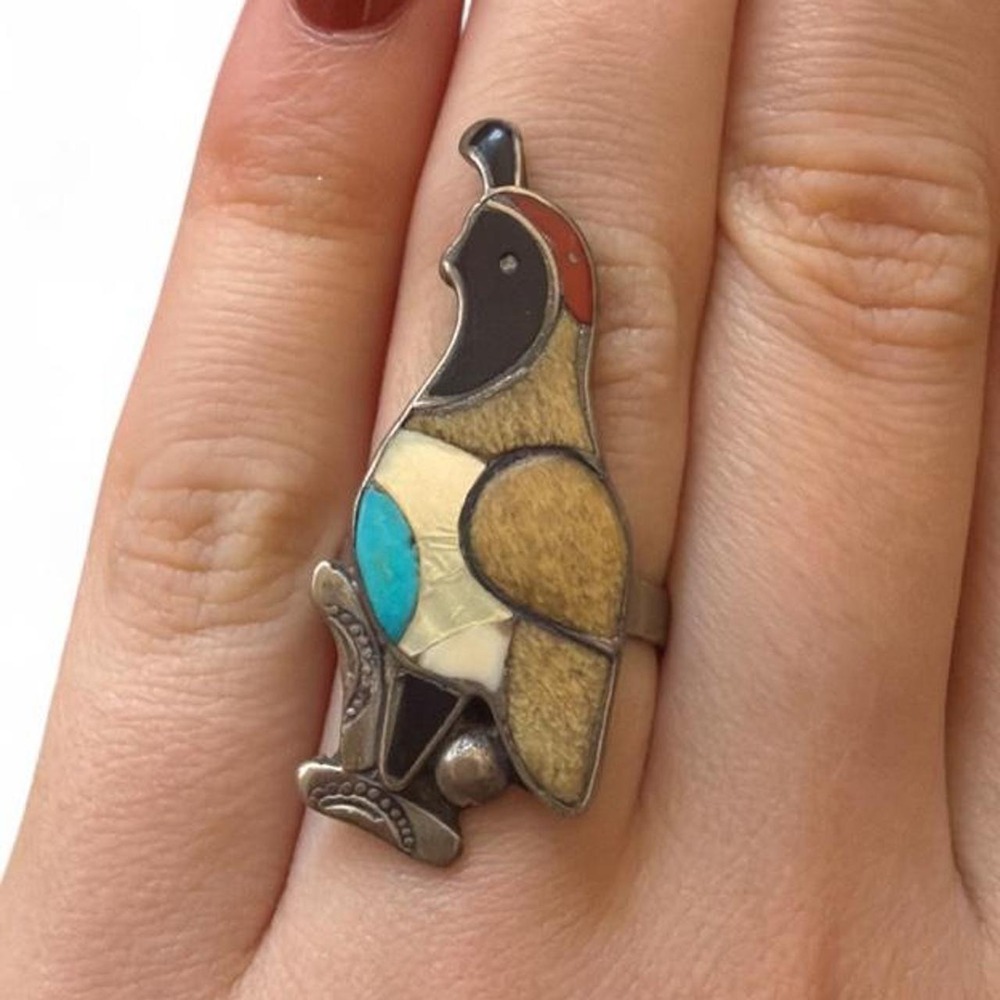 Vintage Zuni Style Quail Ring